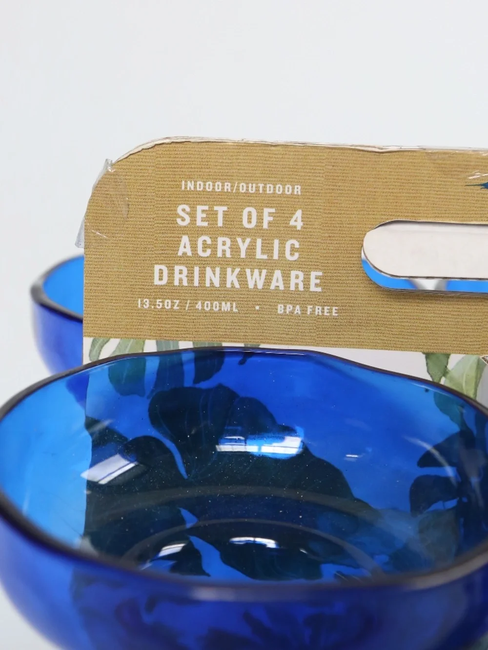 NEW Tommy Bahama Set of 4 Acrylic 13.5oz Margarita Drinkware in Royal Blue